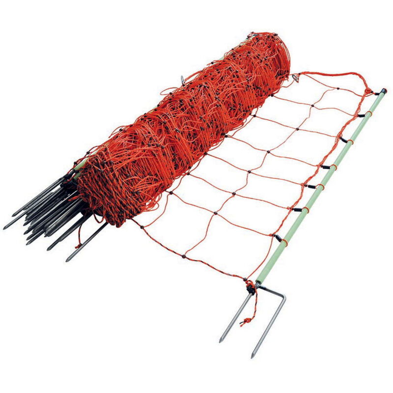 foto del prodotto euronetz gallagher rete per ovini arancio 2 punte altezza 90 cm lunga 50 m inclusi 14 picchetti