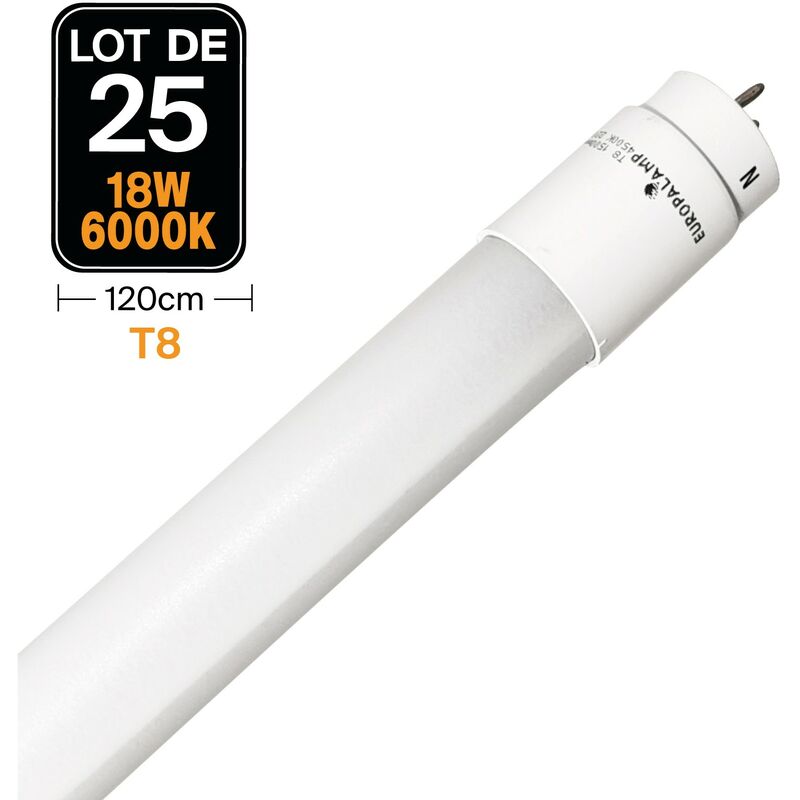 foto del prodotto europalamp 25 tubi neon led 18w 120cm 120cm t8 blanc froid 6000k gamme pro