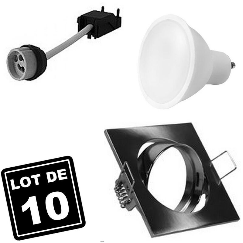 foto del prodotto europalamp lotto di 10. illuminazione da incasso per interni 5w 4500k luce neutra. gu10 led anello da incasso regolabile e inclinabile lampadina