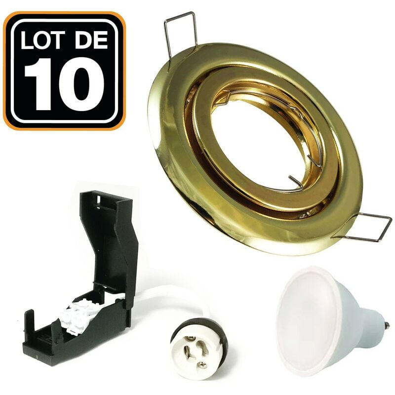 foto del prodotto europalamp - lotto di 10. illuminazione da incasso per interni 5w 6000k luce fredda. gu10 led anello da incasso regolabile e inclinabile + lampadina