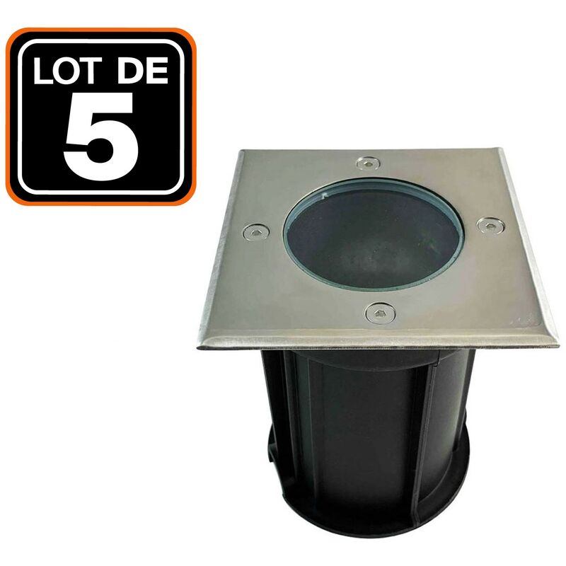foto del prodotto europalamp lotto di 5. apparecchio da incasso per esterni gu10 faretto da incasso a pavimento
