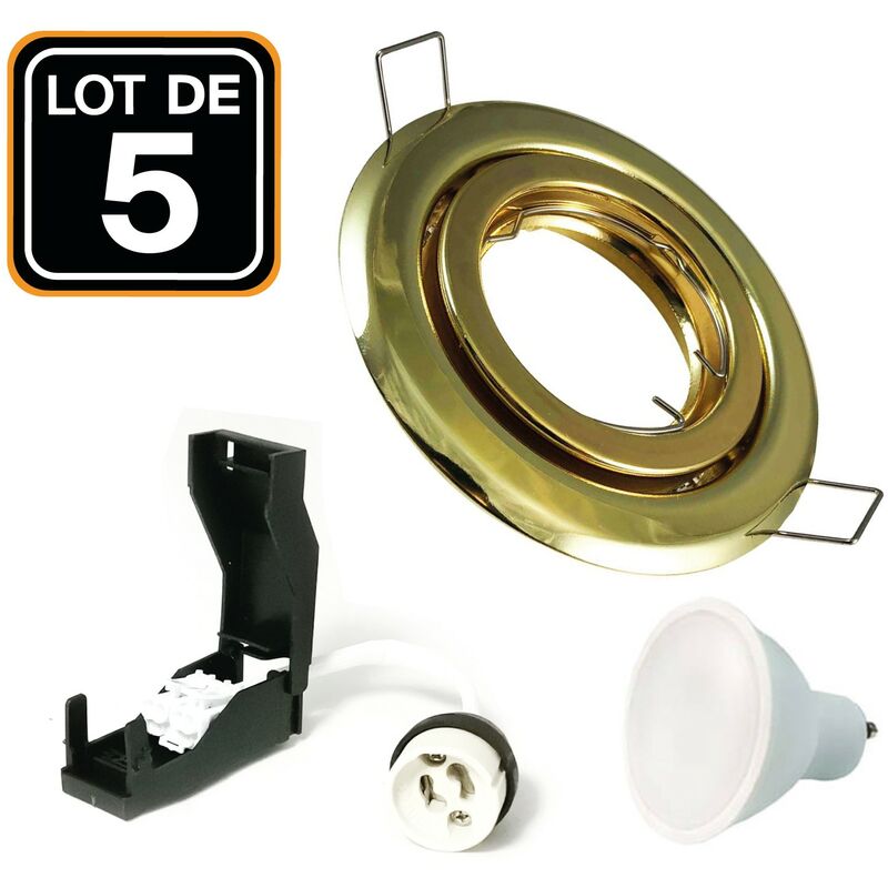 foto del prodotto europalamp lotto di 5. illuminazione da incasso per interni 7w 4500k luce neutra. gu10 led anello da incasso regolabile e inclinabile lampadina