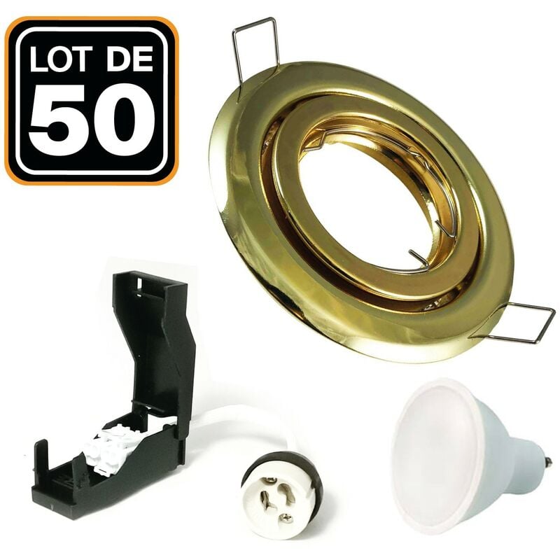 foto del prodotto europalamp lotto di 50. illuminazione da incasso per interni 5w 3000k luce calda. gu10 led anello da incasso regolabile e inclinabile lampadina