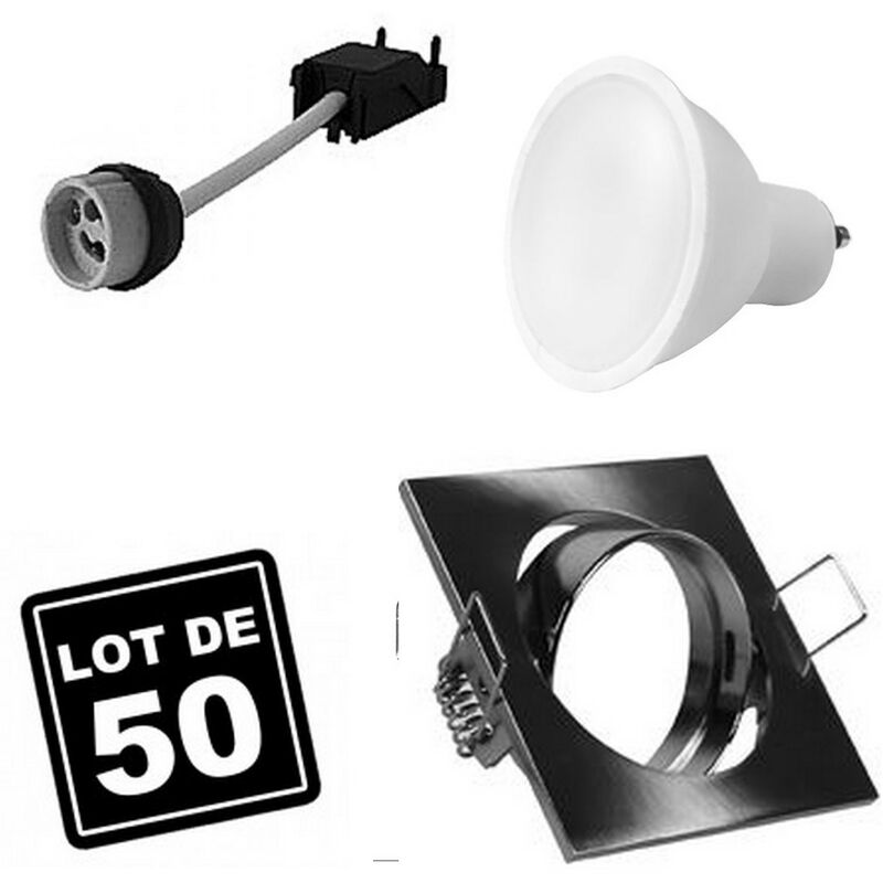 foto del prodotto europalamp lotto di 50. illuminazione da incasso per interni 7w 4500k luce neutra. gu10 led anello da incasso regolabile e inclinabile lampadina