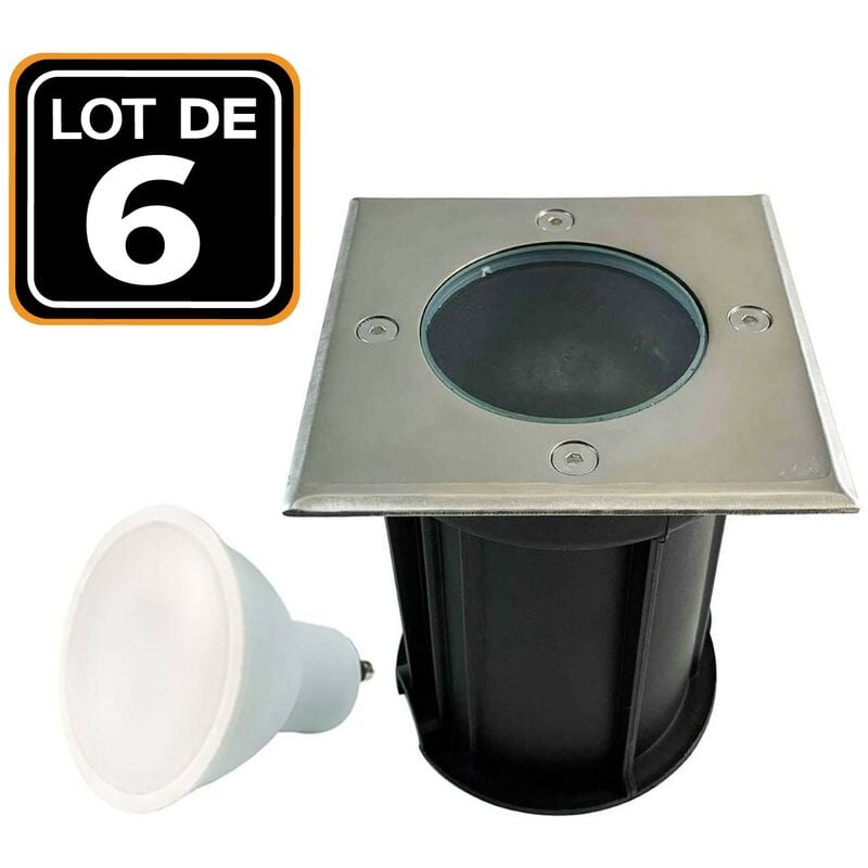 foto del prodotto europalamp lotto di 6. apparecchio da incasso per esterni 5w 6000k luce fredda. gu10 led faretto da incasso a pavimento lampadina led