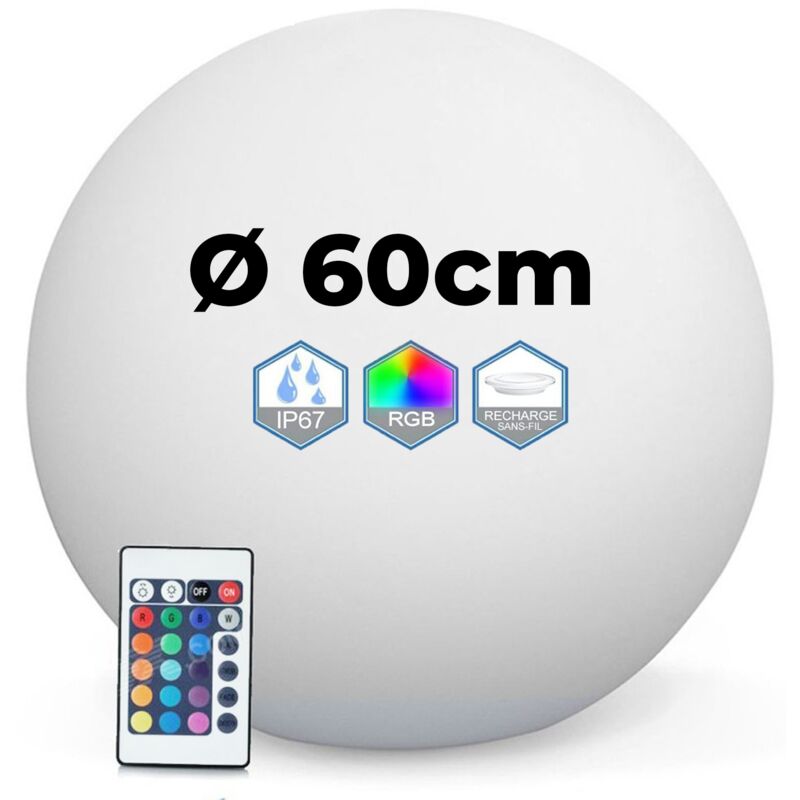 foto del prodotto europalamp mobili con illuminazione led rgbw sfera luminosa a led multicolore rgb senza fili. telecomando. ricaricabile. 48 leds