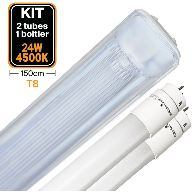 foto del prodotto europalamp tubo led 23w 4500k luce neutra. t8 led kit 2 tubi led custodia impermeabile ip95