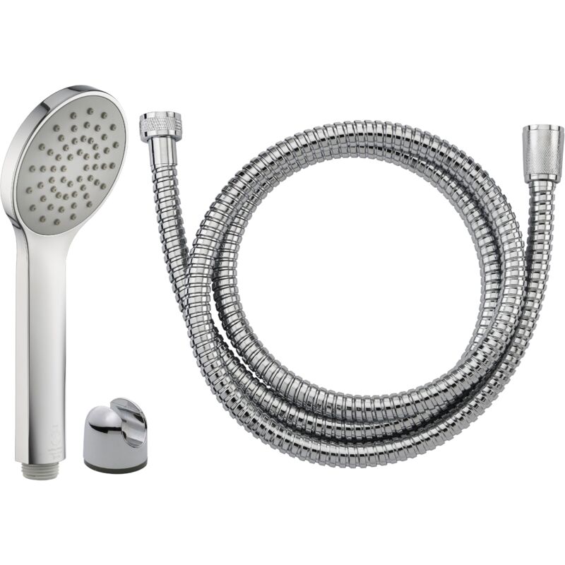 foto del prodotto eurosanit duo doccetta a 1 getto a risparmio idrico cromata plata flessibile in acciaio inox da cromato, lunghezza 1,5 m supporto in abs
