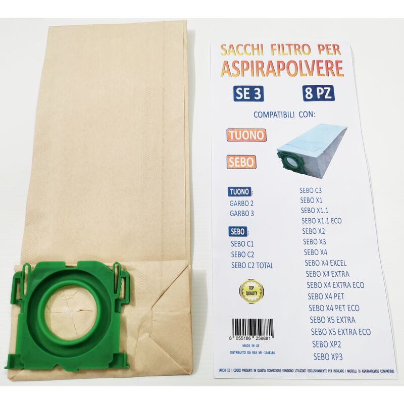 foto del prodotto eurostore07 8 sacchetti aspirapolvere sebo garbo 6629 r tuono garbo 2 garbo 3 se 3