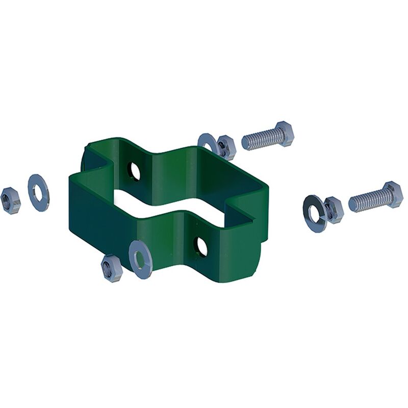 foto del prodotto eurostore07 collare di fissaggio doppio in acciaio per paletto 50 x 50 mm verde pz 8