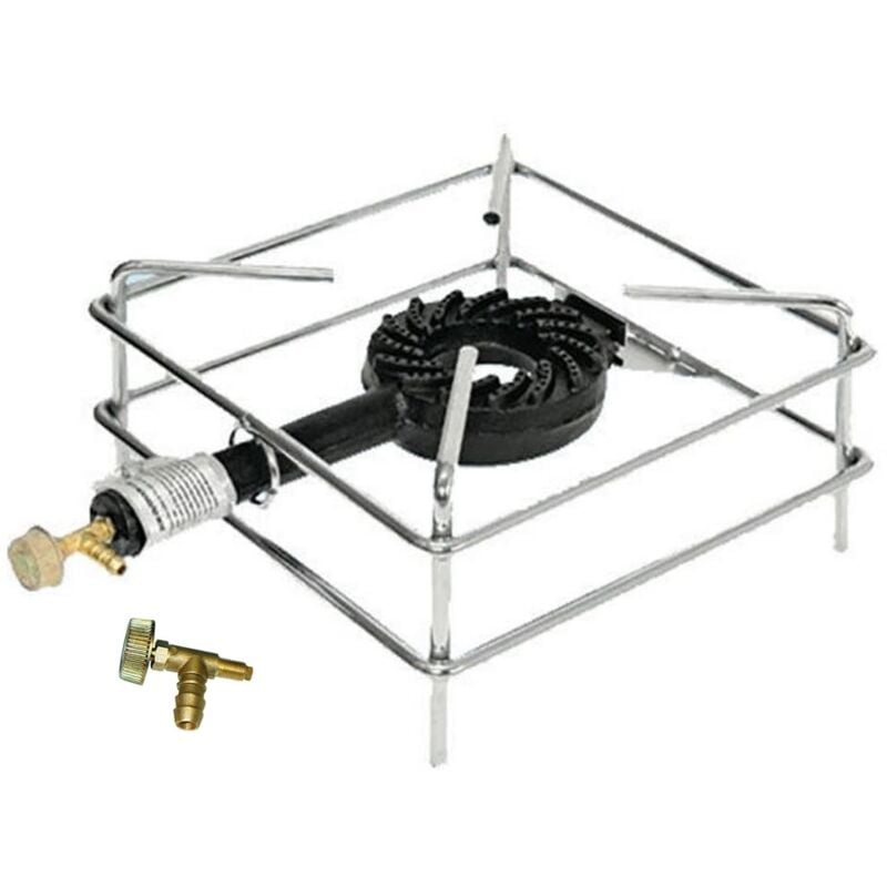 foto del prodotto eurostore07 fornellone cm 40 x 40 7,5 kw cromato inox gas bombola rubinetto per metano