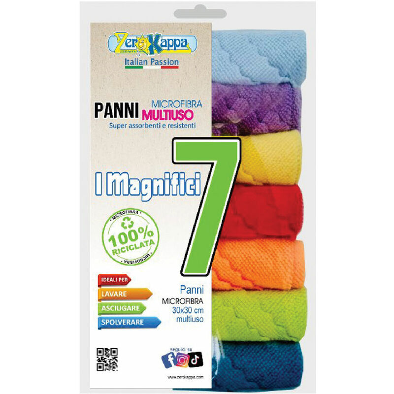 foto del prodotto eurostore07 panno in microfibra multiuso magnifici 7 cm 30 x 30 in kit da 7 pezzi.