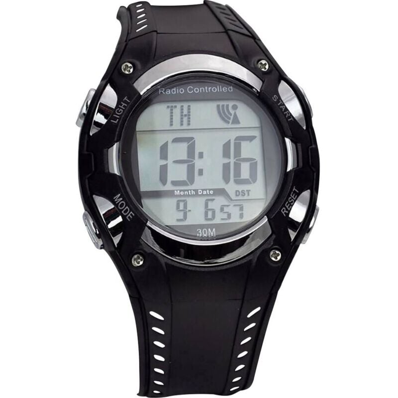 foto del prodotto eurotime orologio da polso radiocontrollato 1681987 x a 40 mm x 16 mm nero argento materiale cassa plastica mater