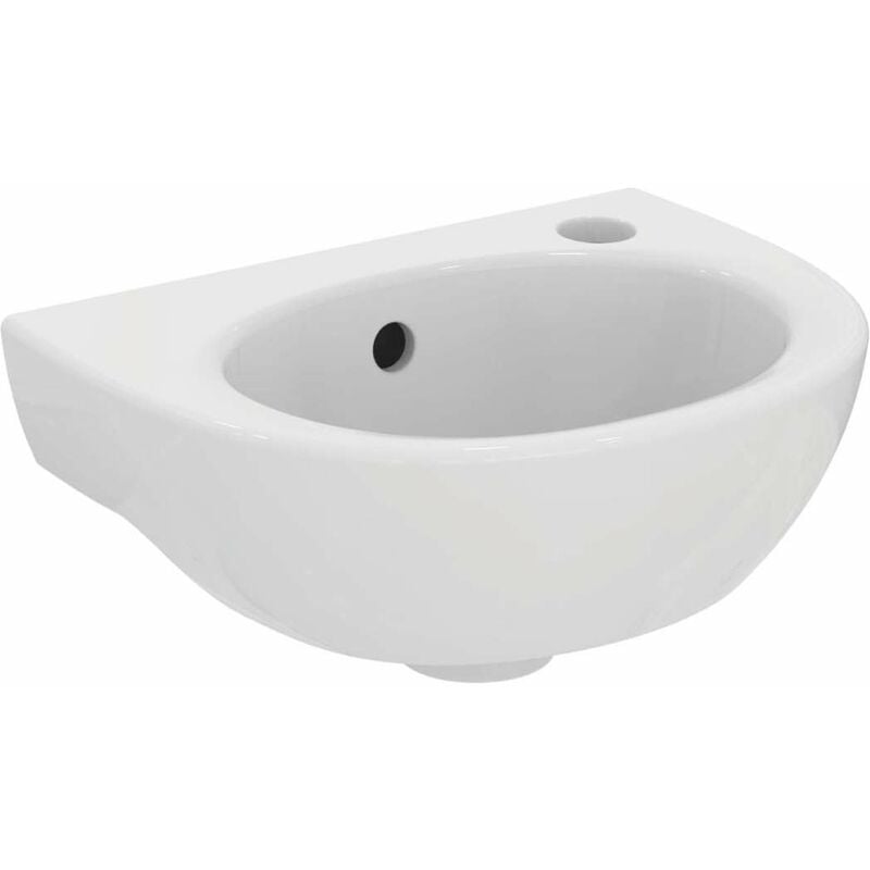 foto del prodotto eurovit lavamani 35x26 cm, con troppopieno e foro per miscelatore a dx, bianco e871601 ideal standard