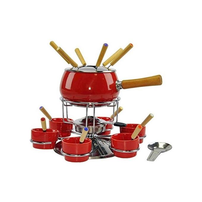 foto del prodotto eva fonduta smaltata rossa lucida set pezzi 23