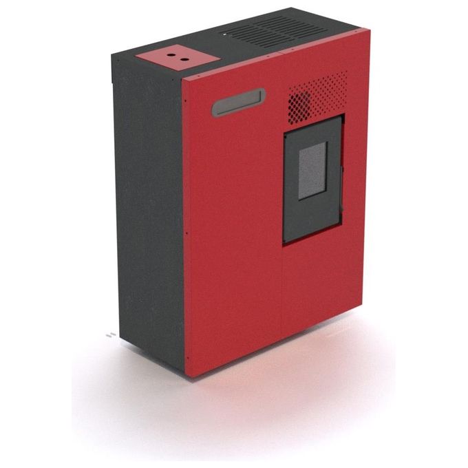 foto del prodotto eva stufa a pellet camilla rosso efficienza energetica, design elegante, riscaldamento sostenibile per ogni ambiente, modello innovativo.