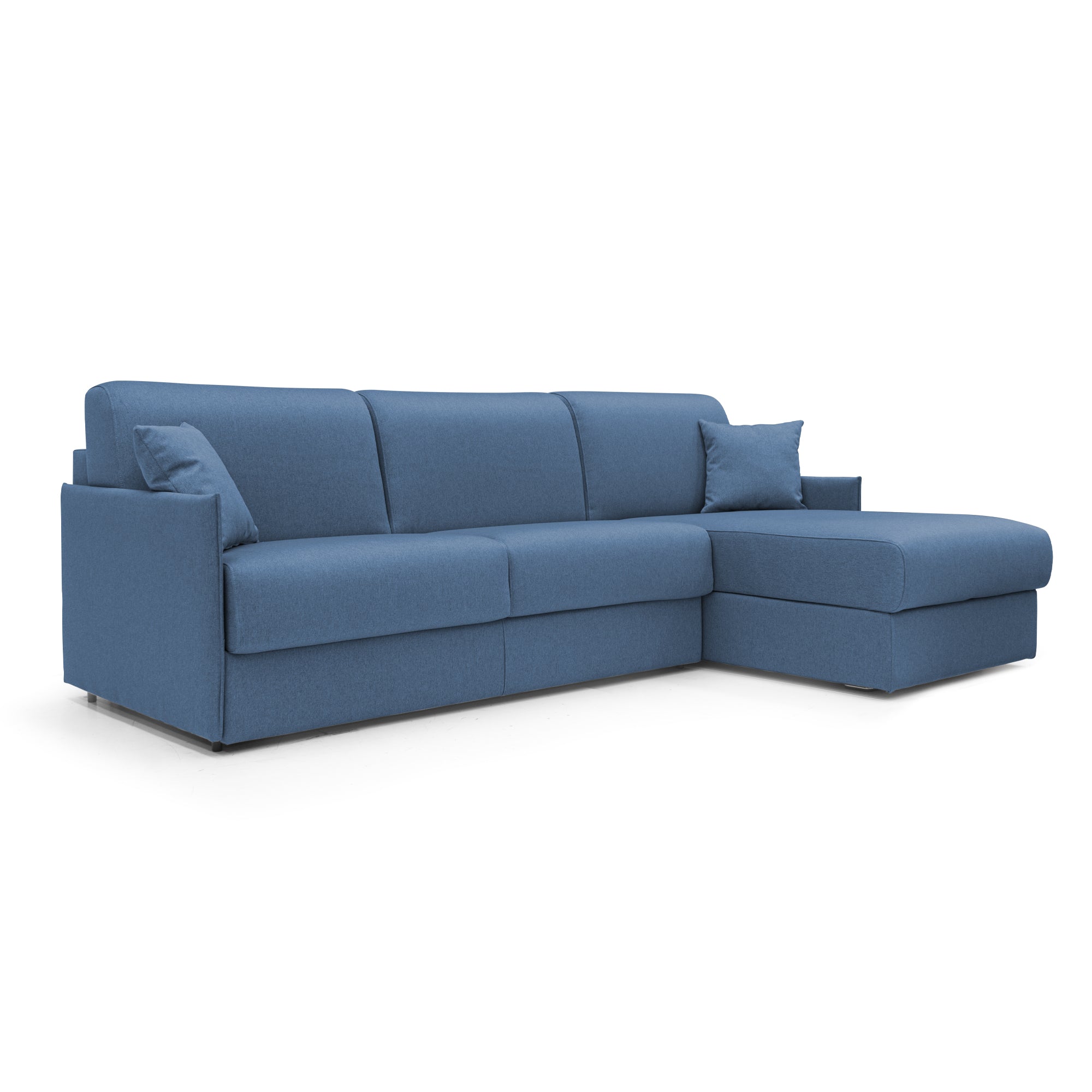 foto del prodotto evans divano letto angolare con penisola in morbido tessuto impermeabile t13 272 cm sinistro mat. 160x197 blu