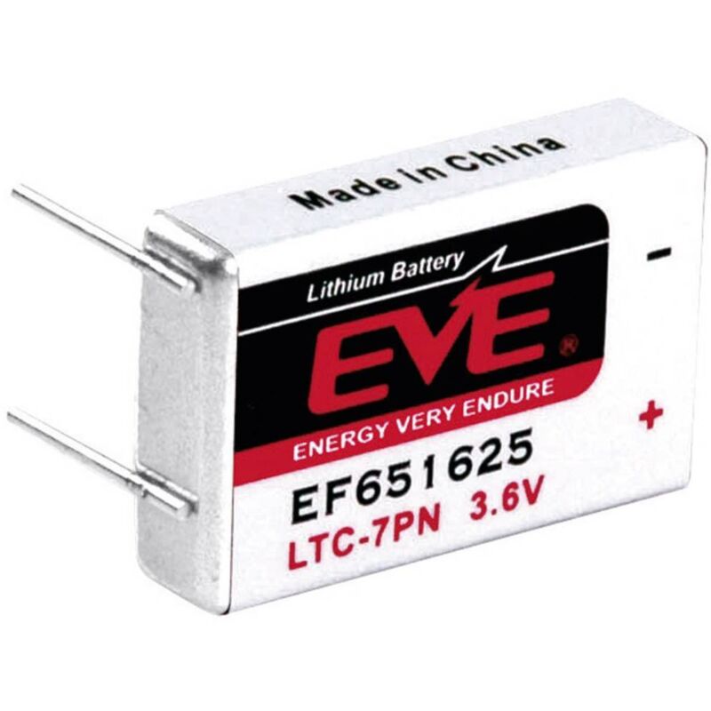 foto del prodotto eve ef651625 batteria speciale ltc 7pn terminali a saldare a u litio 3.6 v 750 mah 1 pz.