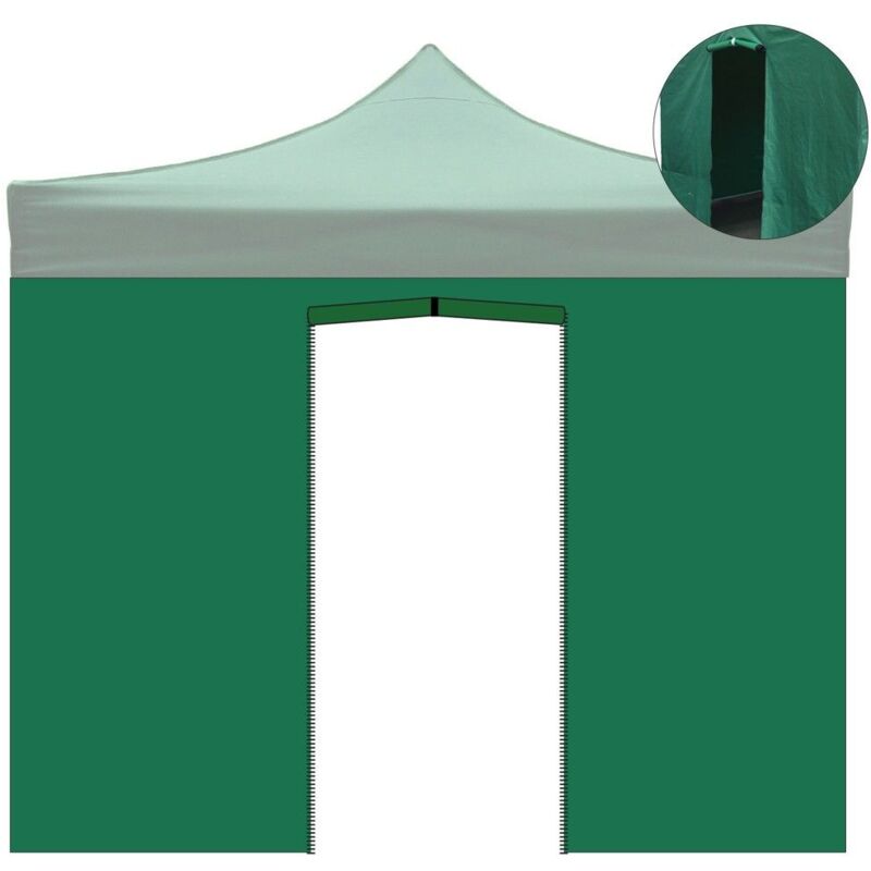 foto del prodotto evergreen telo laterale 3x2m verde impermeabile con porta avvolgibile per gazebo richiudibile 3x3mt