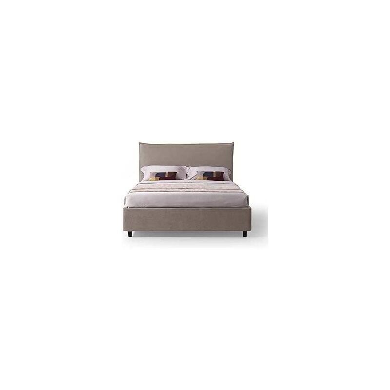 foto del prodotto evergreenweb materassi beds evergreenweb letto matrimoniale con contenitore 160x190 cm, testiera in tessuto beige imbottita, design moderno, delhi