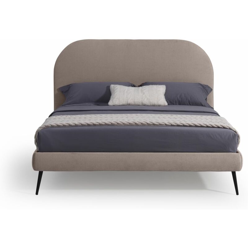 foto del prodotto evergreenweb materassi beds - evergreenweb letto matrimoniale con rete a doghe in legno 160x190 cm inclusa, testiera stondata in tessuto beige