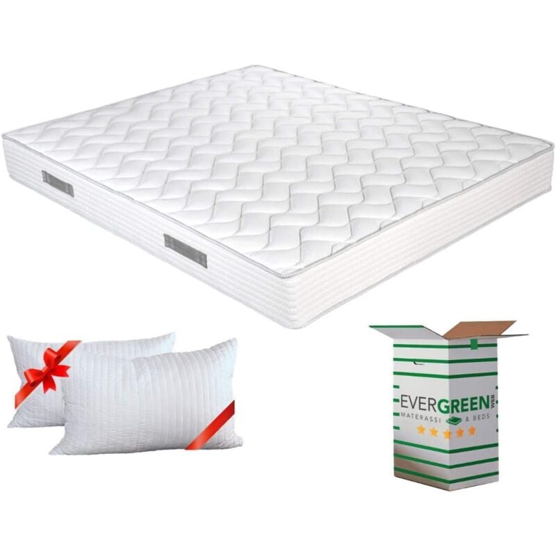 foto del prodotto evergreenweb materasso matrimoniale 160x200 fashion in waterfoam alto 20 cm con cuscino memory foam gratis, rivestimento bianco per tutti reti e
