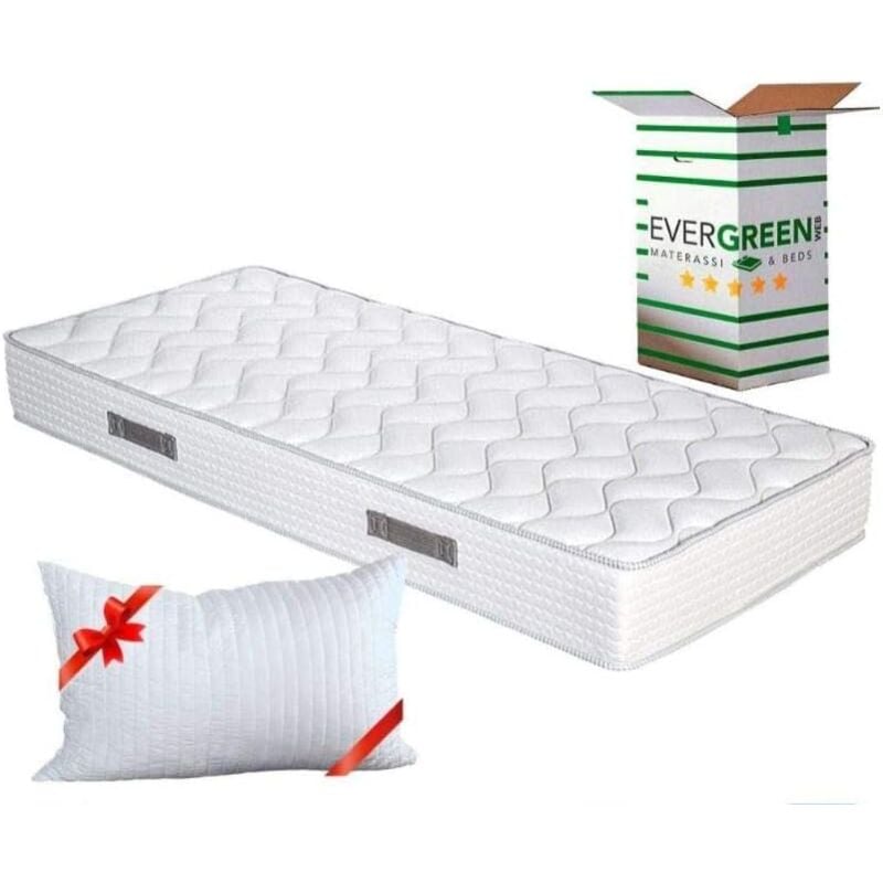 foto del prodotto evergreenweb materasso una piazza e mezzo 120x190 fashion in waterfoam alto 20 cm con cuscino memory foam gratis, rivestimento bianco per tutti
