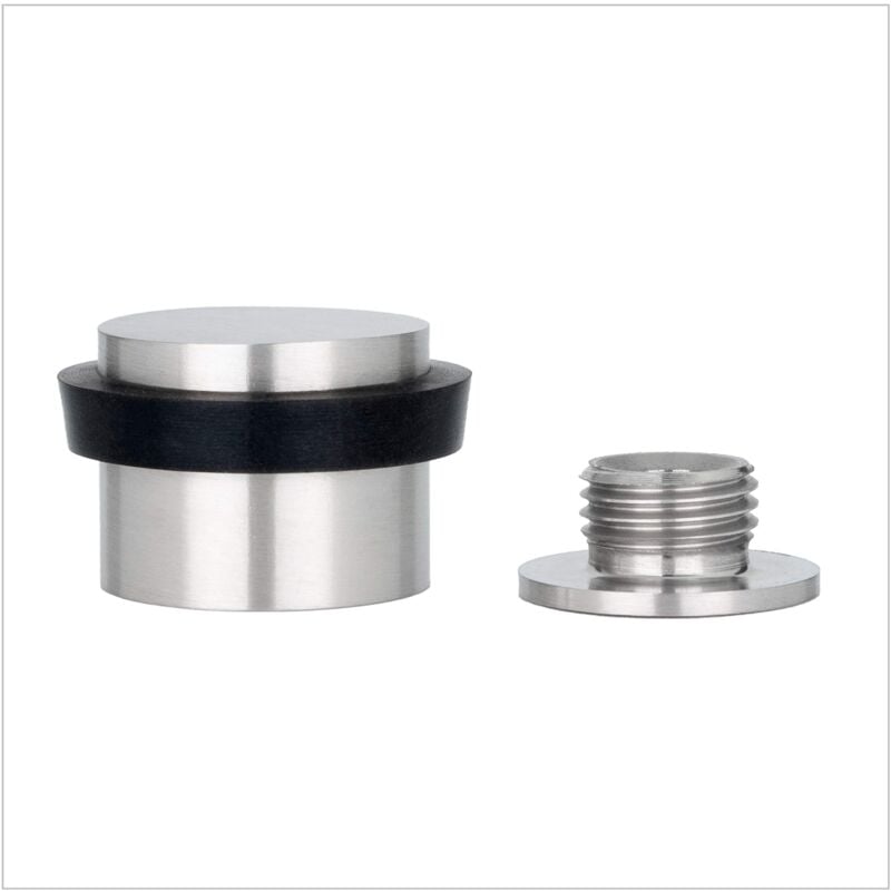 foto del prodotto evi herrajes fermaporta 24 x 20 mm base filettata gomma nera acciaio inox finitura opaca compresi utensile, vite tassello di fissaggio mod.