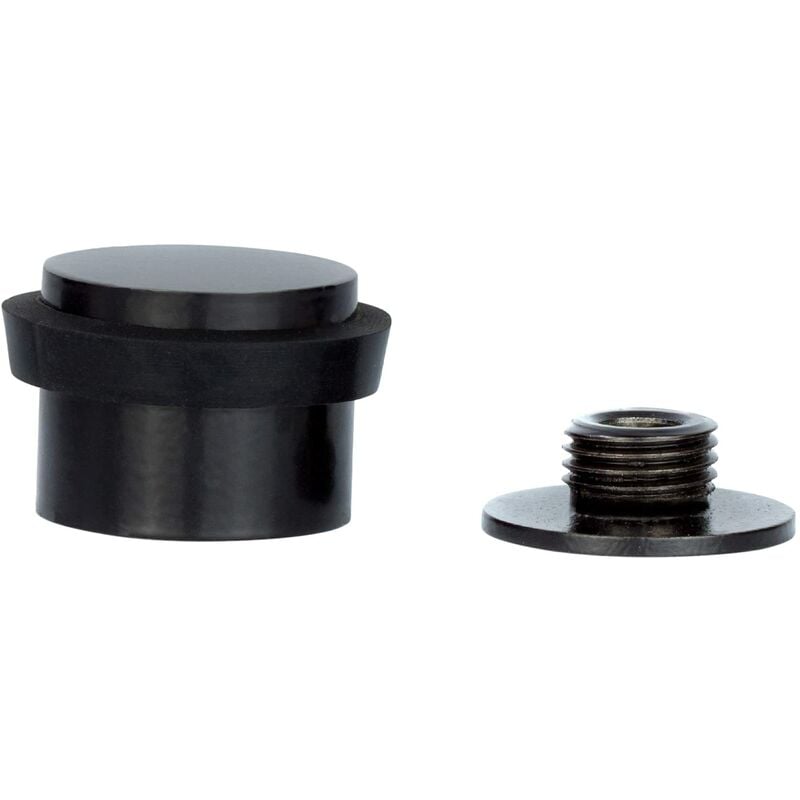 foto del prodotto evi herrajes fermaporta 24 x 20 mm base filettata gomma nera acciaio inox laccato nero compresi vite tassello di fissaggio mod. i 199 24 cbng