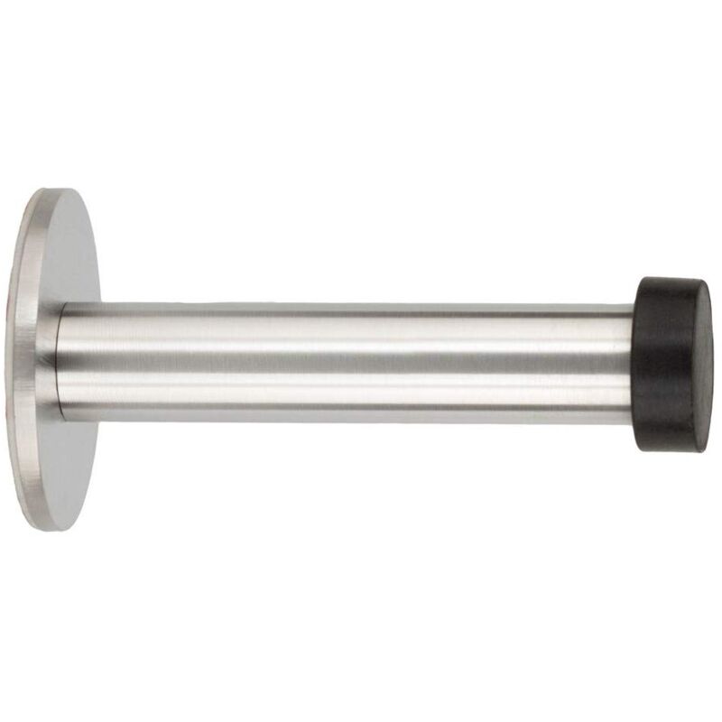 foto del prodotto evi herrajes fermaporta adesivo pour instalazzione murale lunghezza 90 mm acciaio inox gomma nera ammortizzatore paracolpi i 128adam