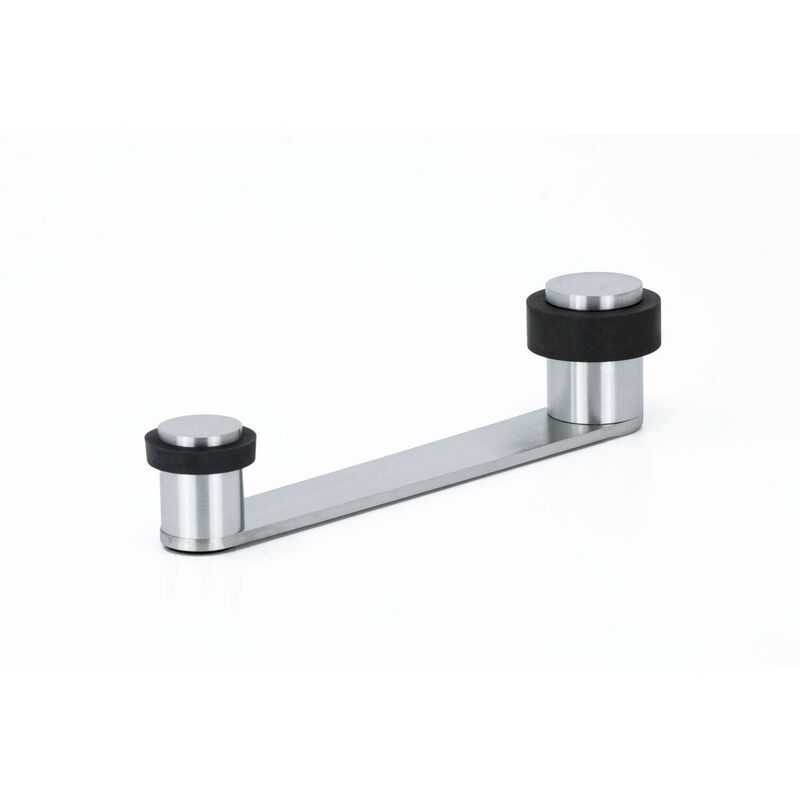 foto del prodotto evi herrajes fermaporta con fermo girevole fermaporte per porte fino a 100 mm gomma nera acciaio inox finitura opaca compresi utensile, vite 
