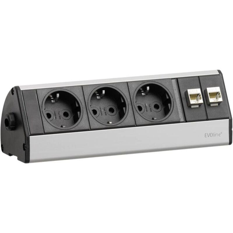 foto del prodotto evoline 103317 multipresa 3 scomparti nero, argento schuko 1 pz.