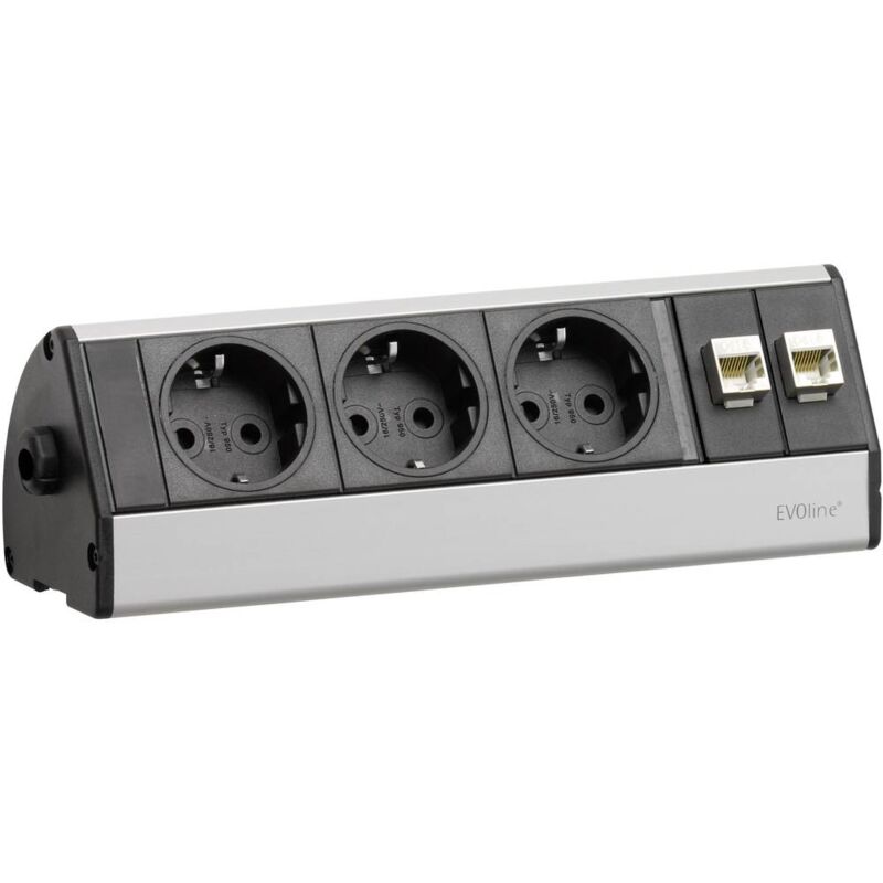 foto del prodotto evoline 103319 multipresa nero, argento schuko 1 pz.