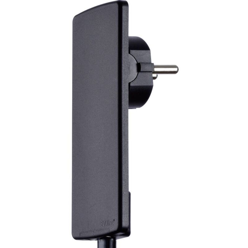 foto del prodotto evoline 1510.0000.0100 spina piatta di sicurezza plastica con espulsore 230 v nero ip20
