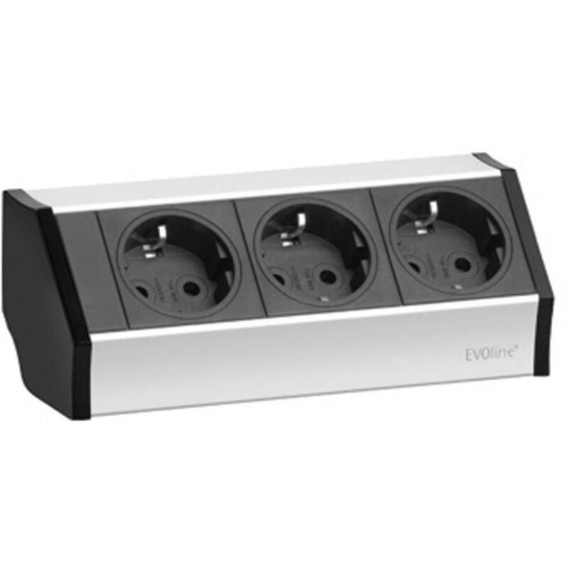 foto del prodotto evoline 159360001300 multipresa 3 scomparti nero, argento schuko 1 pz.