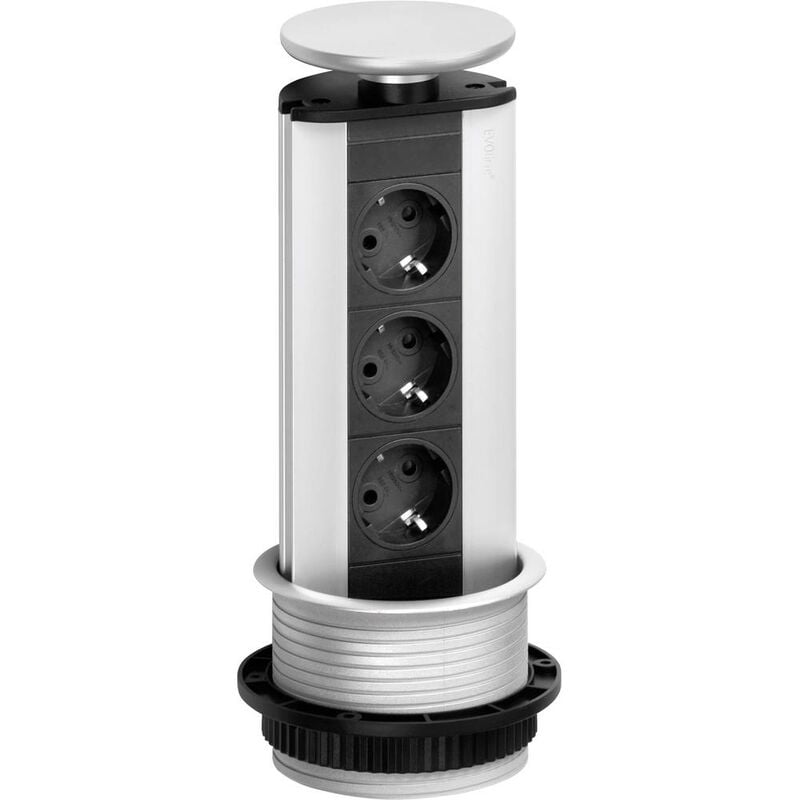foto del prodotto evoline 93100001 multipresa verticale a torre 3 scomparti nero, argento schuko 1 pz.
