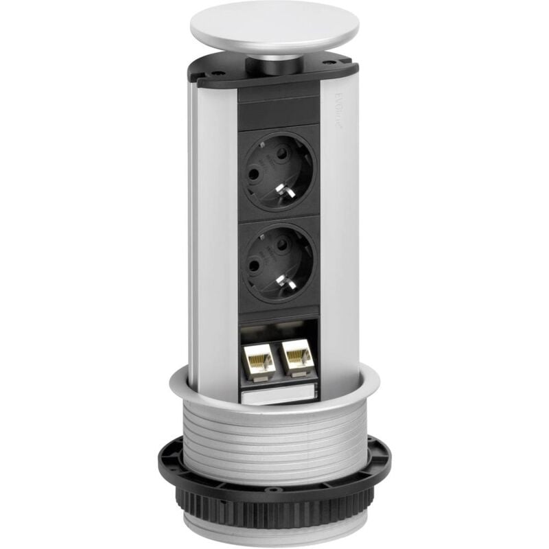 foto del prodotto evoline 93100314 multipresa verticale a torre 2 vie nero, argento schuko 1 pz.