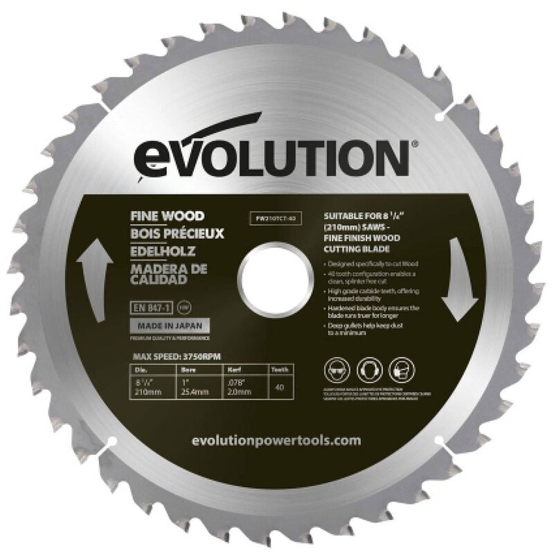 foto del prodotto evolution fw210tct 40cs 210mm lama in legno pregiato 40t