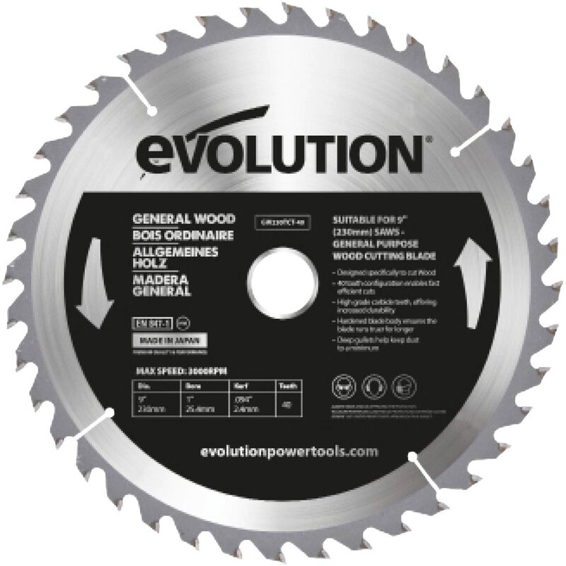 foto del prodotto evolution fw255tct 60cs 255mm lama in legno pregiato 60t