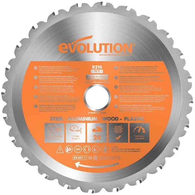 foto del prodotto evolution lama da taglio multimateriale in metallo duro per troncatrice, diam. 210 mm
