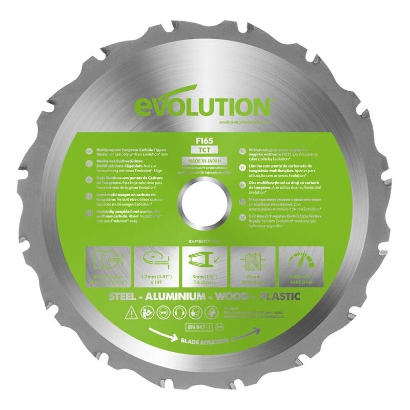 foto del prodotto evolution lama multimateriale per tagliare legno, metallo e plastica, argento, 165 mm