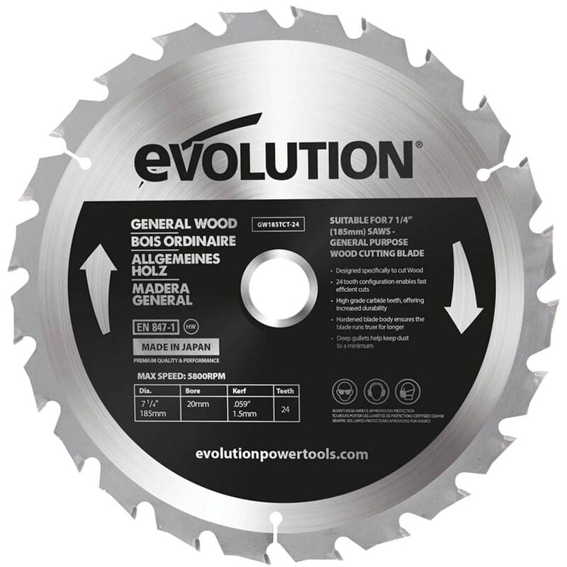 foto del prodotto evolution power tools gw185tct 24 lama per sega, 185 mm