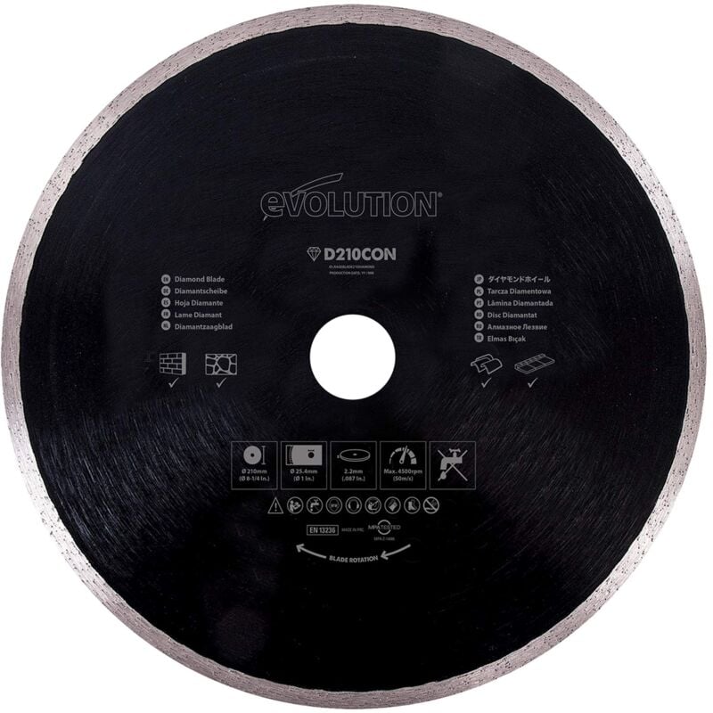 foto del prodotto evolution power tools lama diamantata, 210 mm