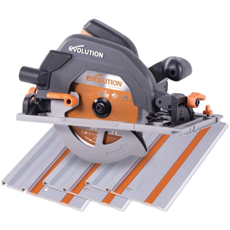 foto del prodotto evolution power tools r185ccsx sega circolare multi materiale 185 mm compatibile con binario guida pacchetto abbinato con binario da 1020 mm