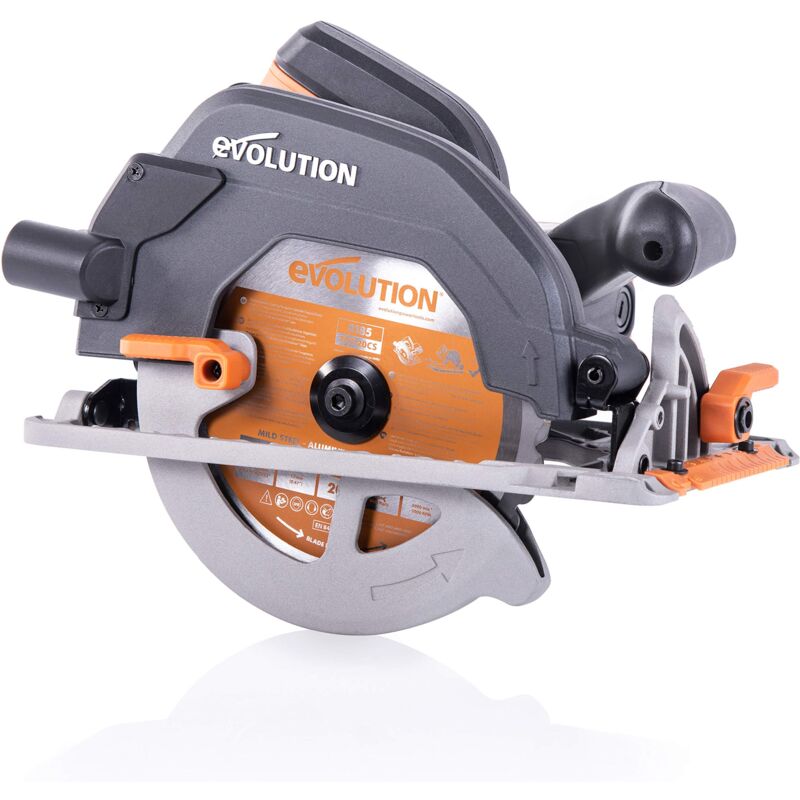 foto del prodotto evolution power tools r185ccsx sega circolare multi materiale 185 mm compatibile con binario guida pacchetto plus con custodia da trasporto ,