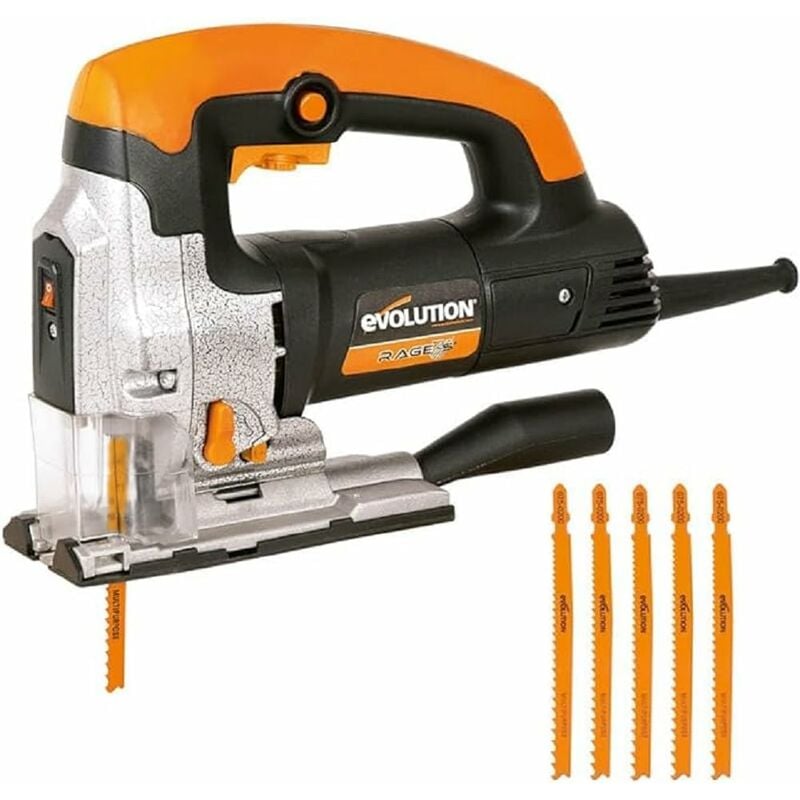 foto del prodotto evolution power tools rage 7 s seghetto multiuso taglio su legno, acciaio, plastica e molto altro 5 lame incluse 710 w