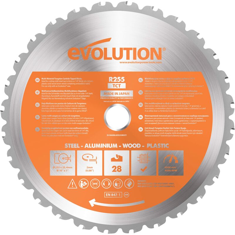 foto del prodotto evolution power tools rage lama multiuso con punte al carburo di tungsteno 255 mm