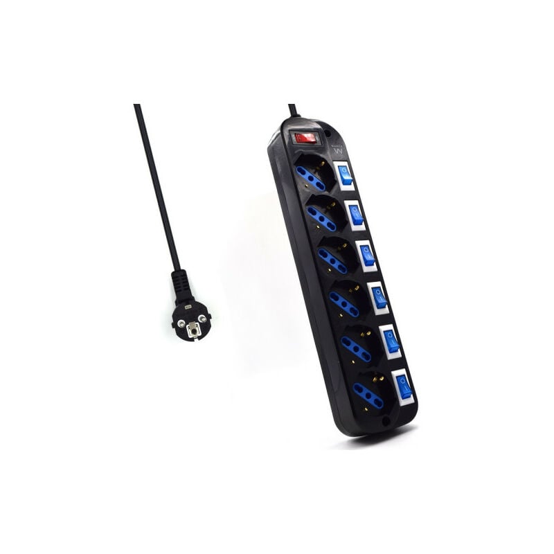 foto del prodotto ew3851 limitatore di tensione nero 6 uscite ac 220 v 1,5 m - ewent