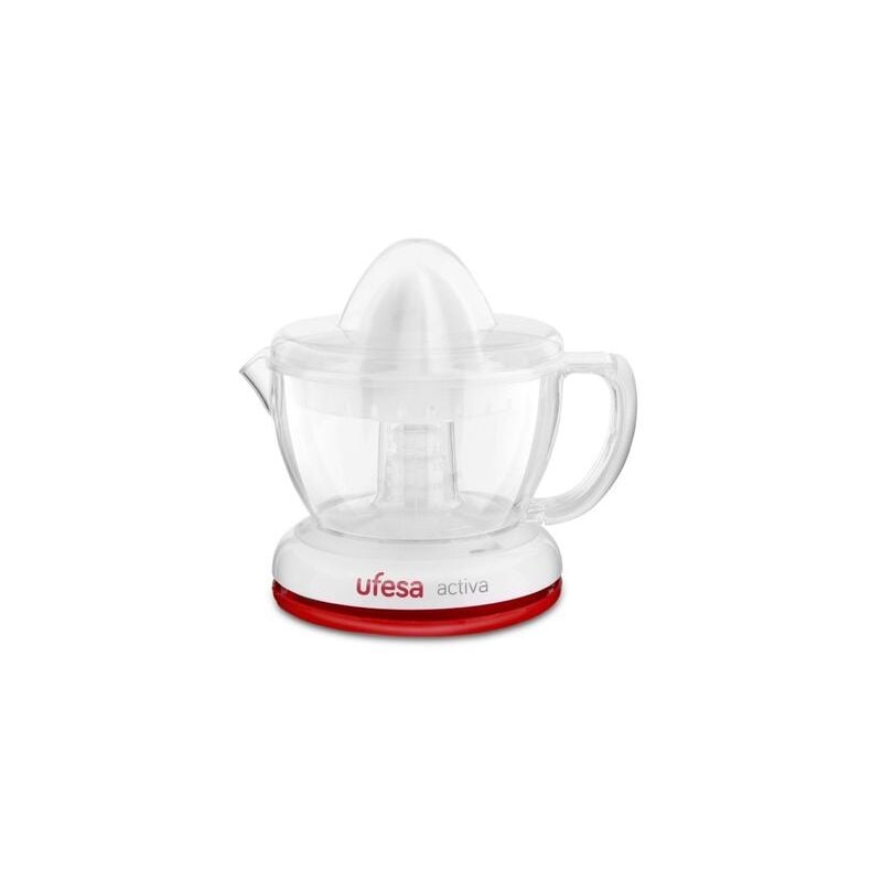 foto del prodotto ex4934 spremiagrumi elettrico per agrumi e arance, 40 w, 0,7 litri, plastica, bianco rosso ufesa