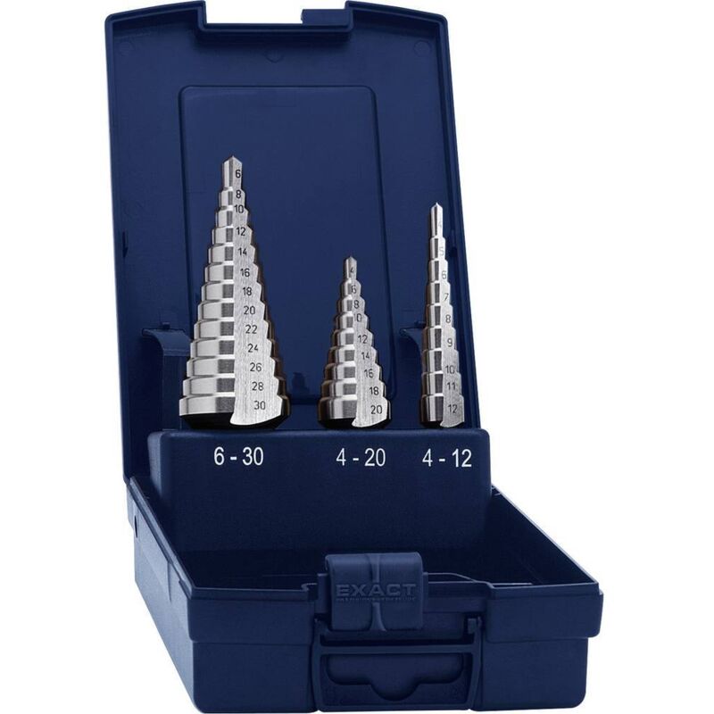 foto del prodotto exact eventus by 15332 hss kit punte a gradini 3 parti 4 12 mm, 4 20 mm, 4 30 mm 1 kit